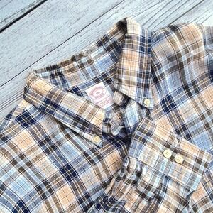 Brooks Brothers Mens XXL 100% Irish Linen Plaid Button Down Shirt Preppy Casual